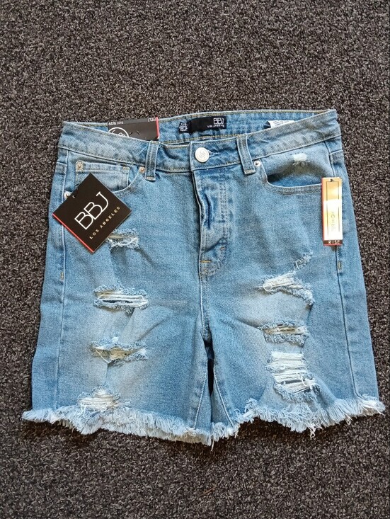 BBJ Los Angeles Pants - New BBJ Super High Rise Button Fly Distressed Denim Jean Shorts 9/29 Womens